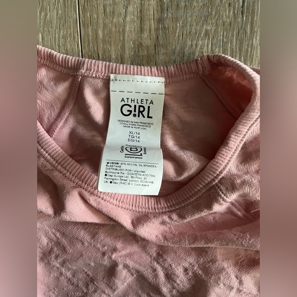 Athleta Girl Light Pink Long Sleeve Jacquard Textured Sport Shirt - Size XL - Picture 4 of 7